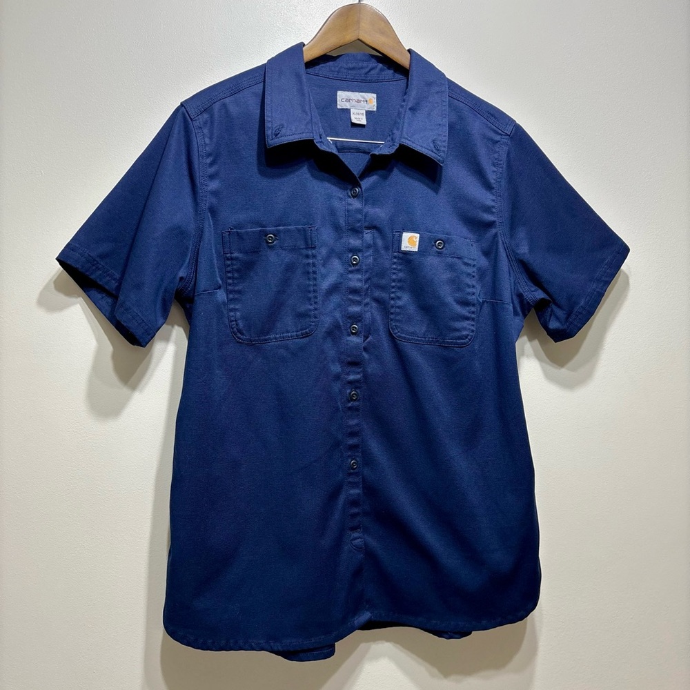 Carhartt Rugged Professional Series Relaxed Fit Work Shirt Blue Women’s XL - Picture 2 of 8